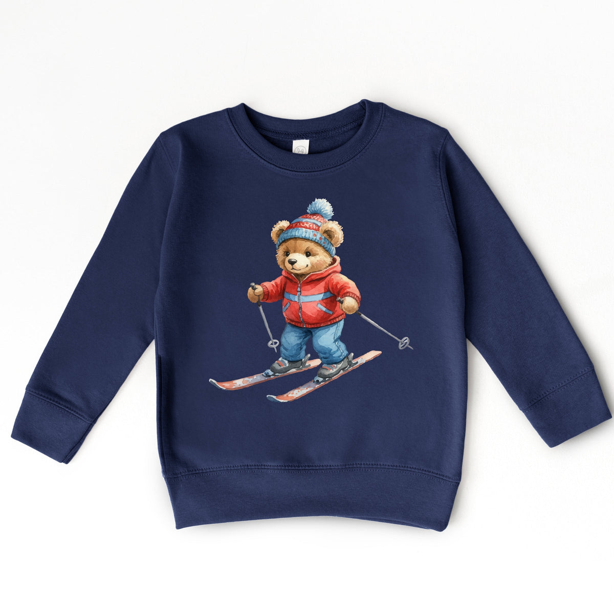 Skiing Bear Watercolor - Toddler Graphic Sweatshirt