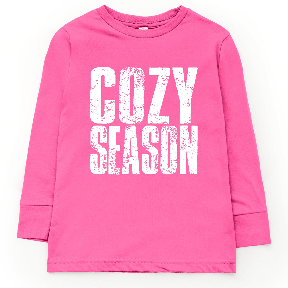 Cozy Season Block Distressed White - Toddler Long Sleeve Graphic Tee