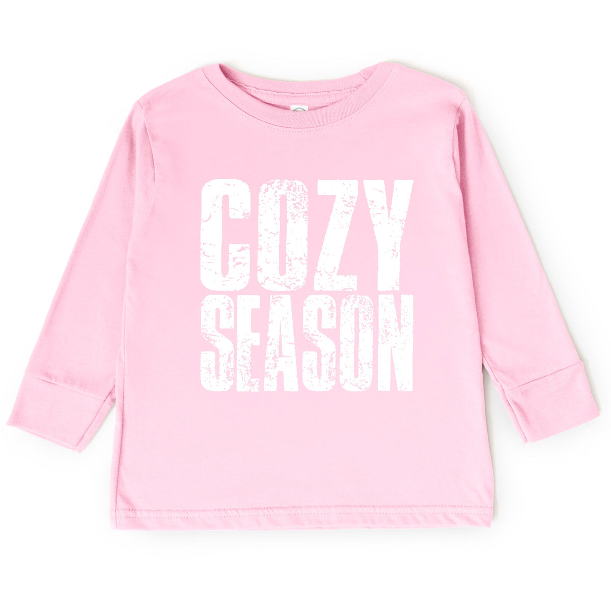 Cozy Season Block Distressed White - Toddler Long Sleeve Graphic Tee