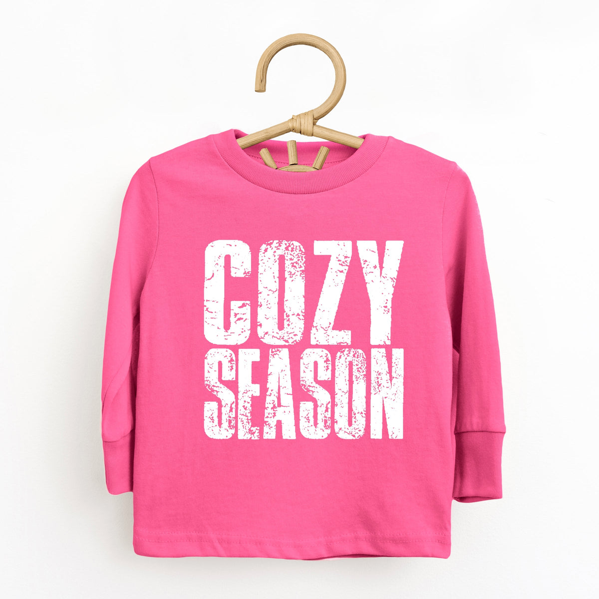 Cozy Season Block Distressed White - Toddler Long Sleeve Graphic Tee