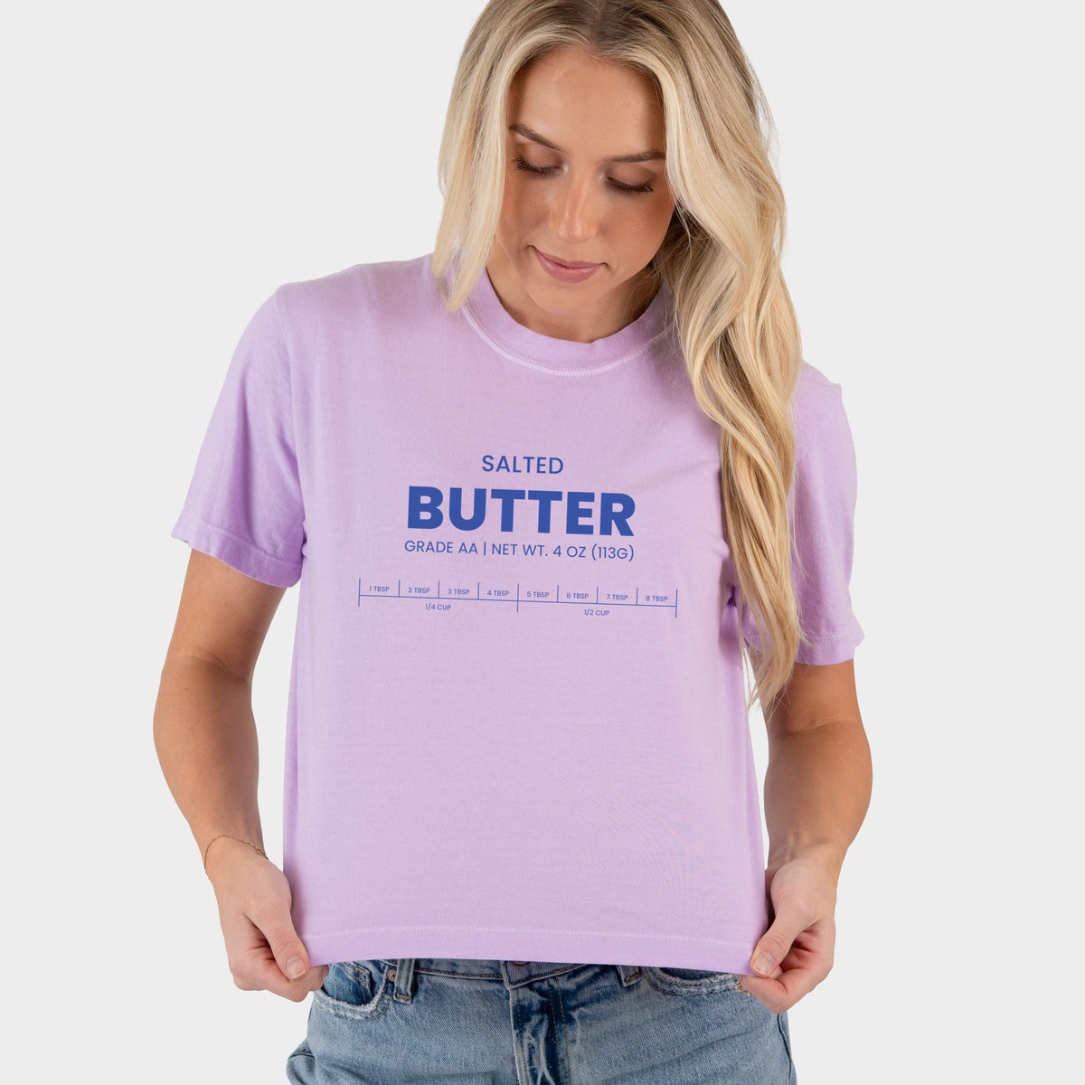 Salted Butter - Women's Boxy Crop Top Graphic T-Shirt