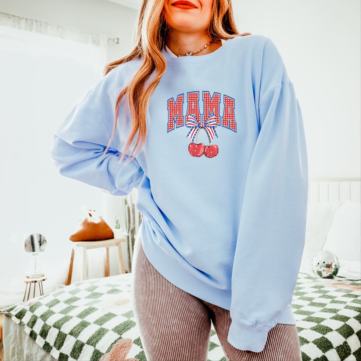 Patriotic Mama Cherries - Women's Lightweight Garment Dyed Sweatshirt