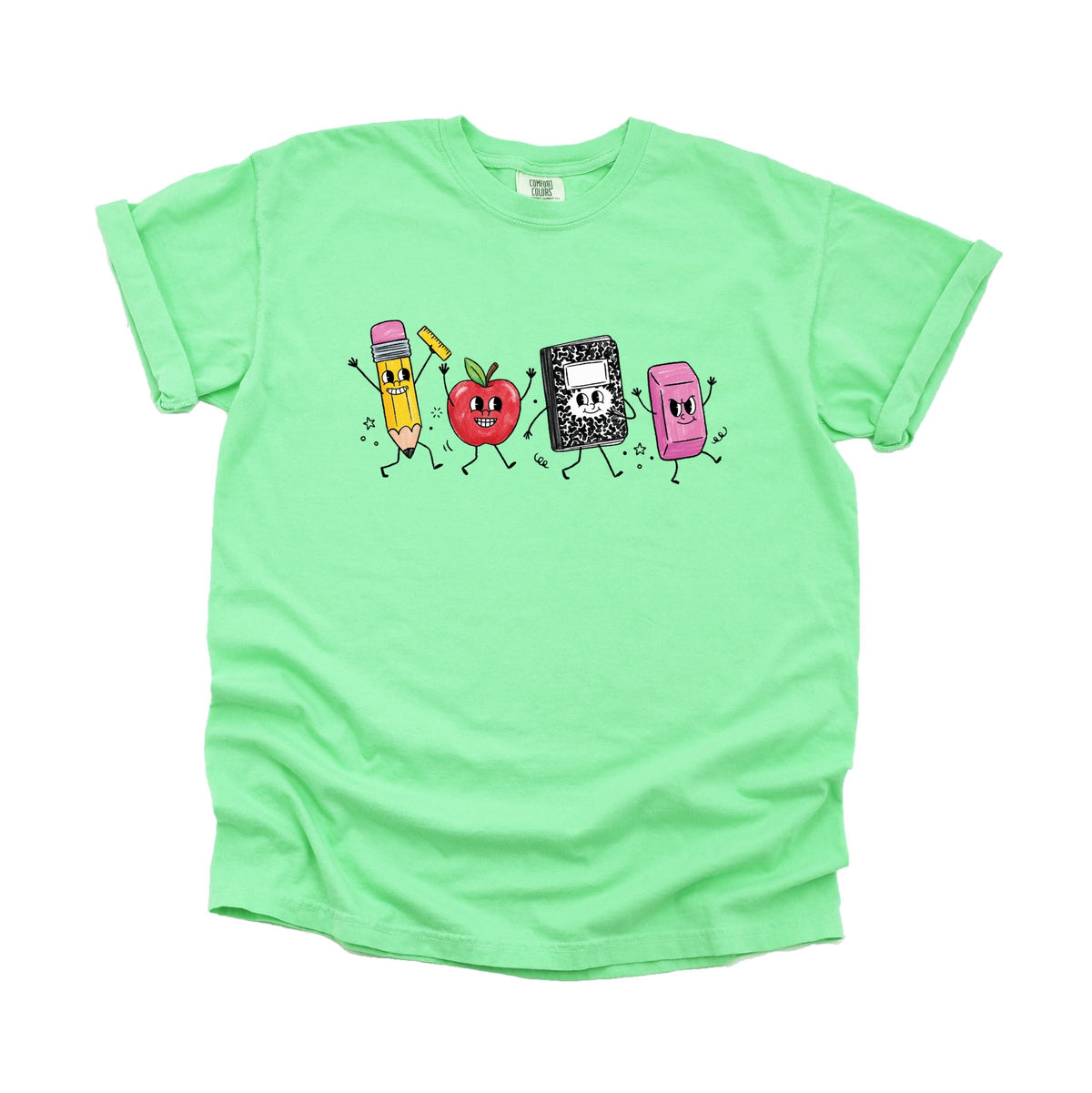 School Icons Stick Figures - Women's Garment Dyed Graphic T-Shirt