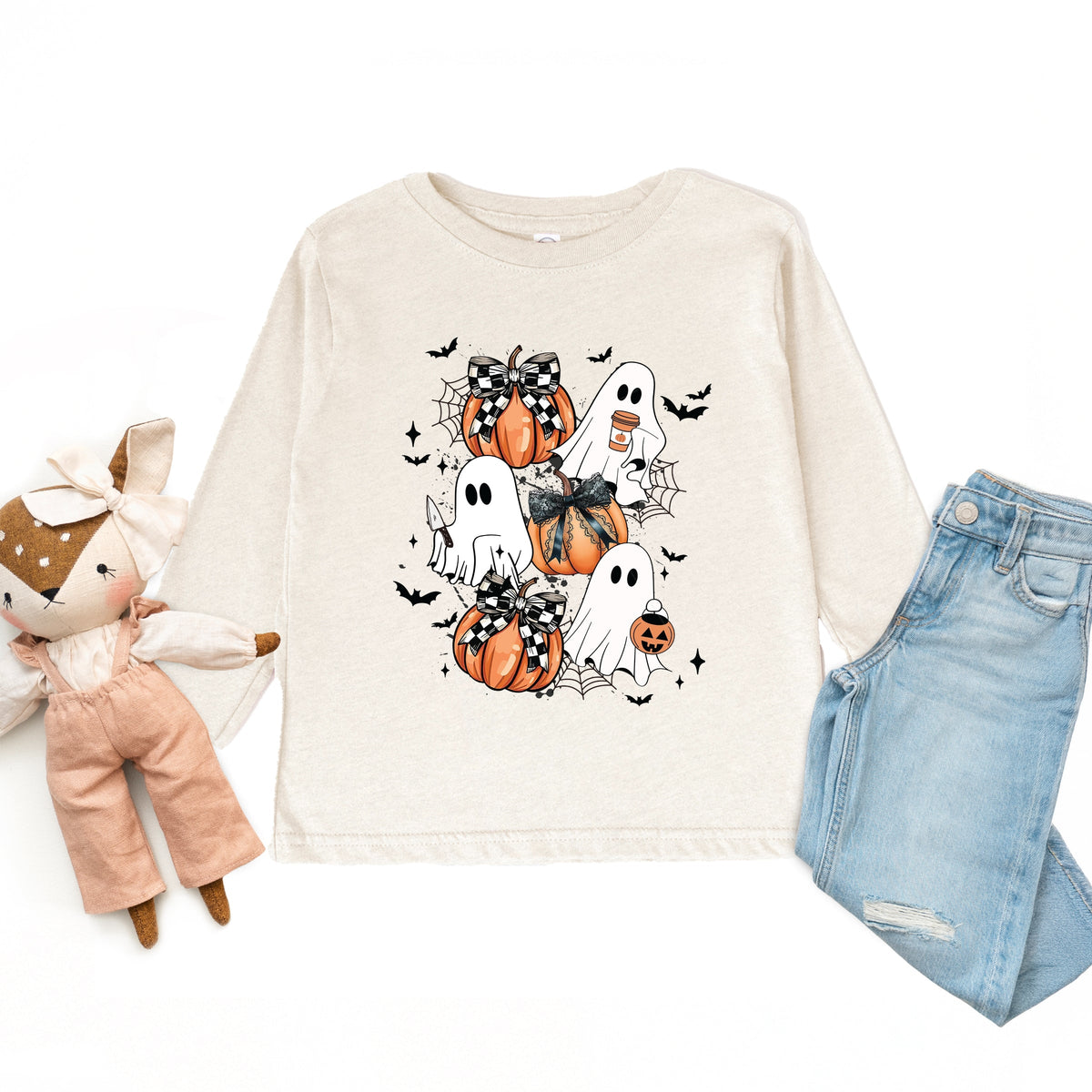 Coquette Ghost Collage - Toddler Long Sleeve Graphic Tee