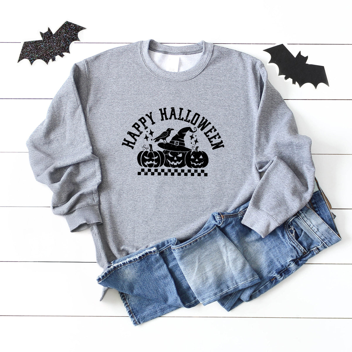 Happy Halloween Arch Distressed - Women's Graphic Sweatshirt