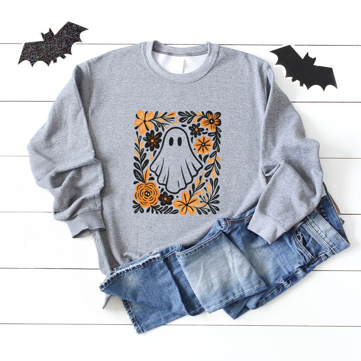 Ghost Floral Orange - Women's Sweatshirt