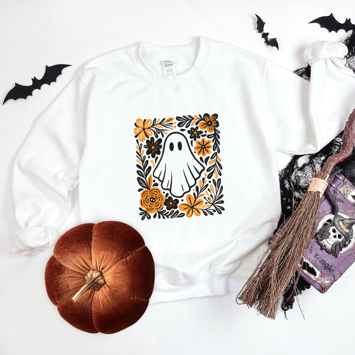 Ghost Floral Orange - Women's Sweatshirt