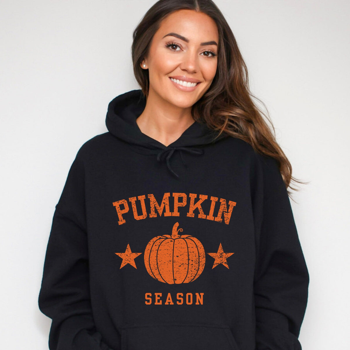 Pumpkin Season Star Distressed - Womens Hoodie