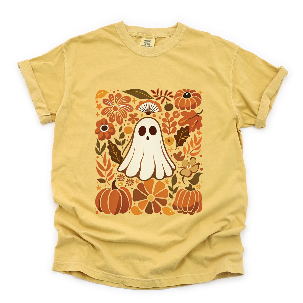Ghost Floral Collage - Womens Garment Dyed Tee