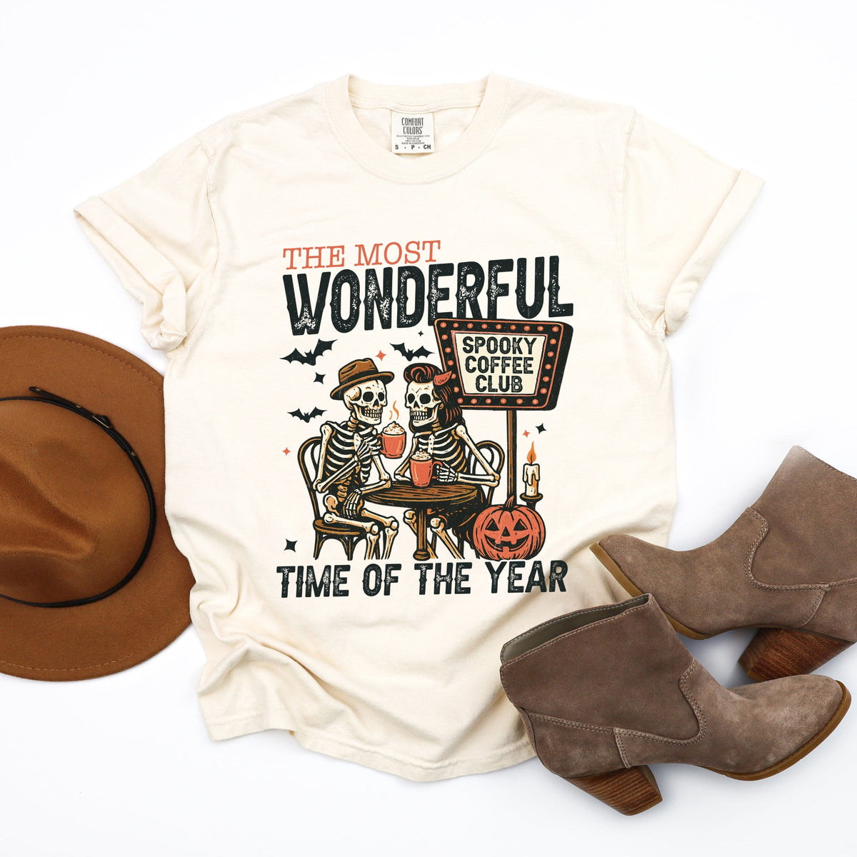 Halloween Wonderful Time of the Year Skeletons - Garment Dyed Tee