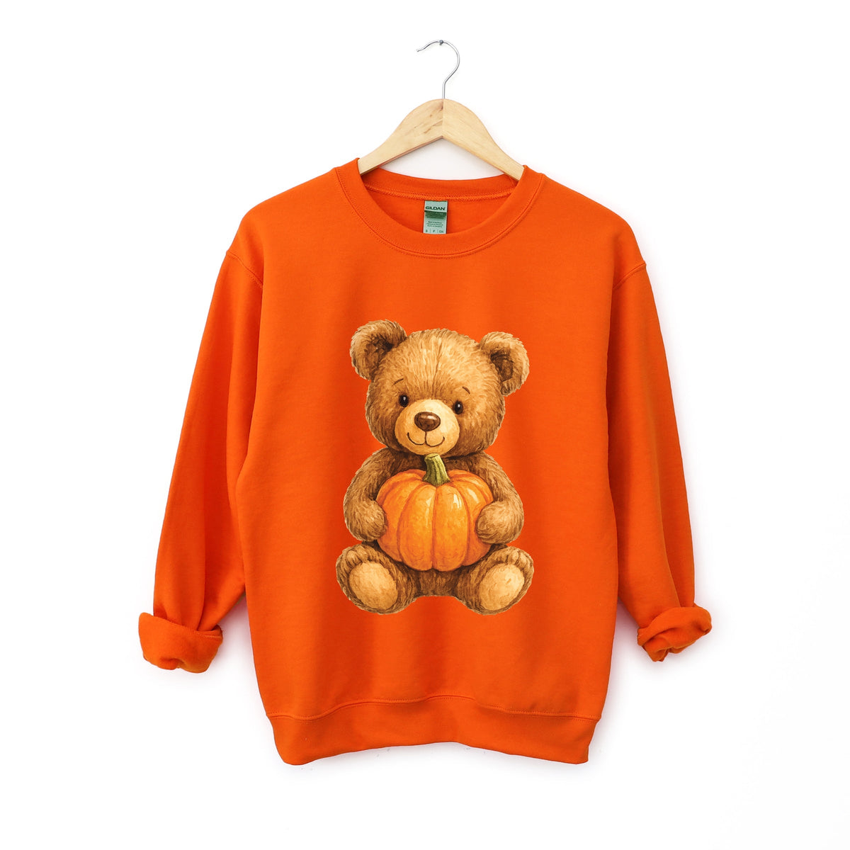 Watercolor Pumpkin Bear - Womens Sweatshirt