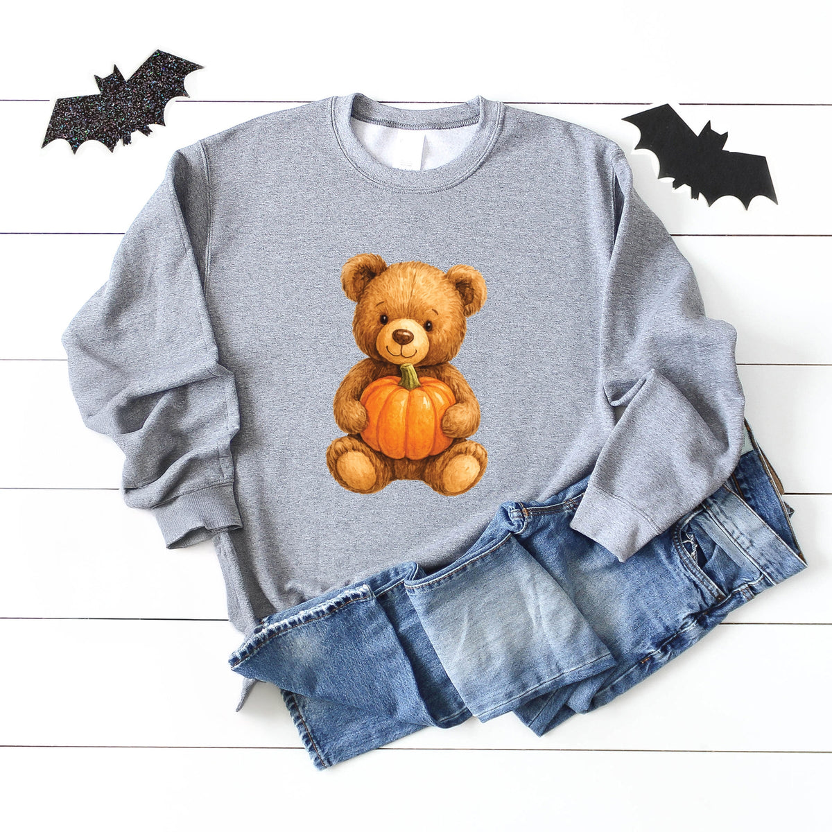 Watercolor Pumpkin Bear - Womens Sweatshirt