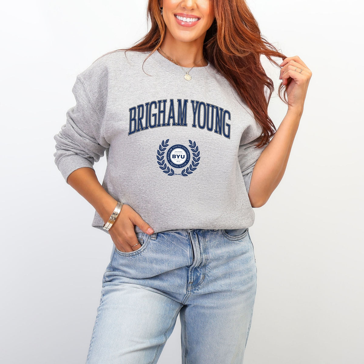 Licensed Brigham Young Laurel Leaves - Women's Graphic Sweatshirt