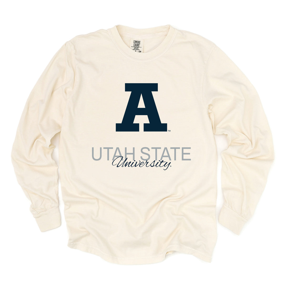 Licensed Utah State University Aggies A - Women's Garment Dyed Long Sleeve Graphic T-Shirt