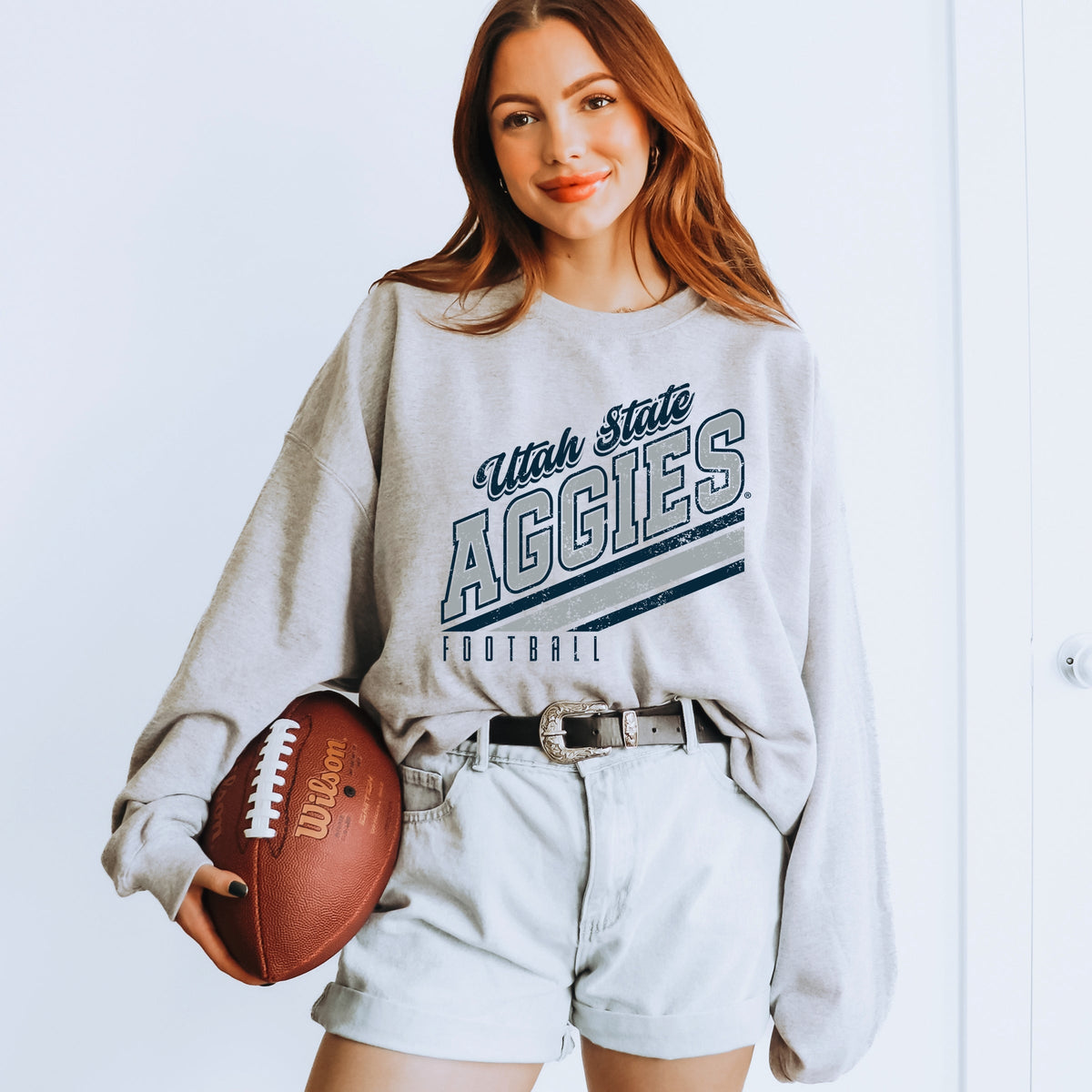 Licensed Utah State Aggies Football - Women's Graphic Sweatshirt