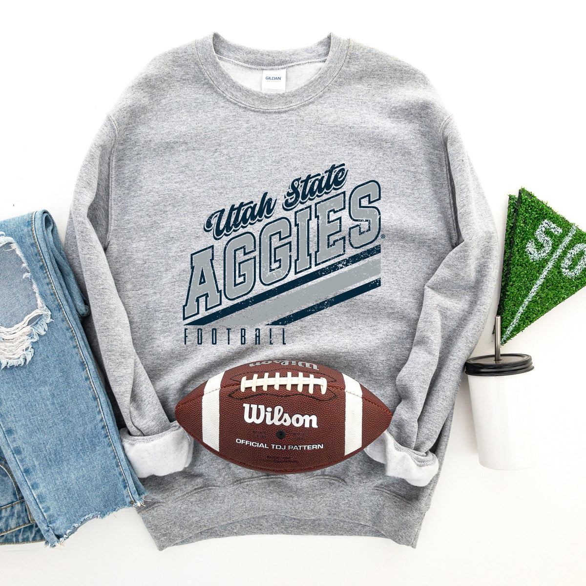 Licensed Utah State Aggies Football - Women's Graphic Sweatshirt