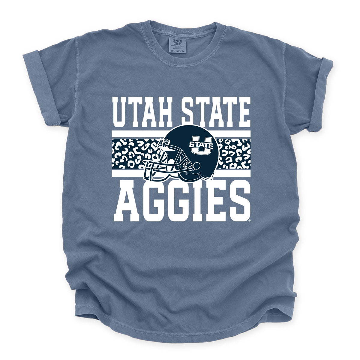 Licensed Utah State Aggies Leopard - Women's Garment Dyed Graphic T-Shirt
