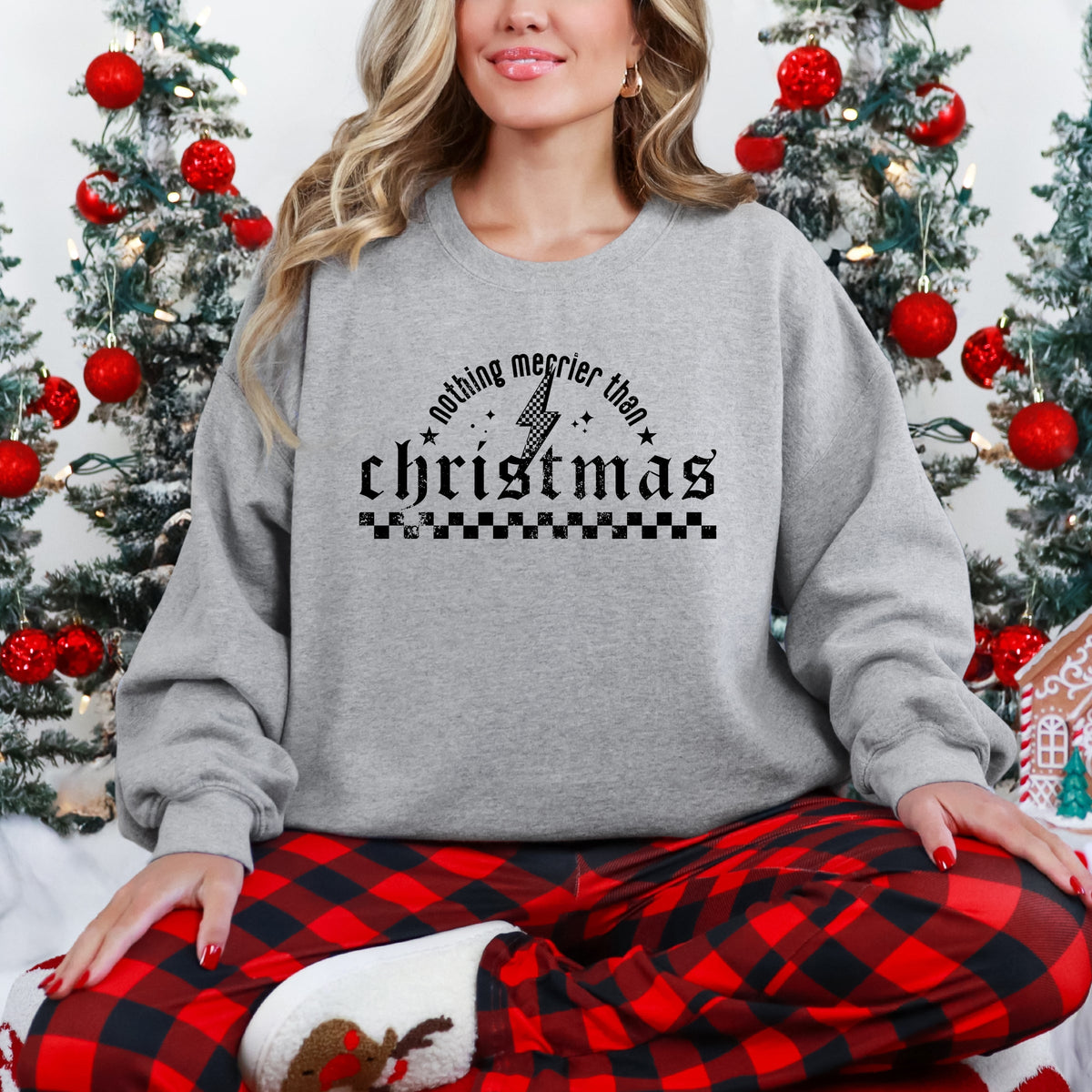 Nothing Merrier Than Christmas Grunge - Sweatshirt