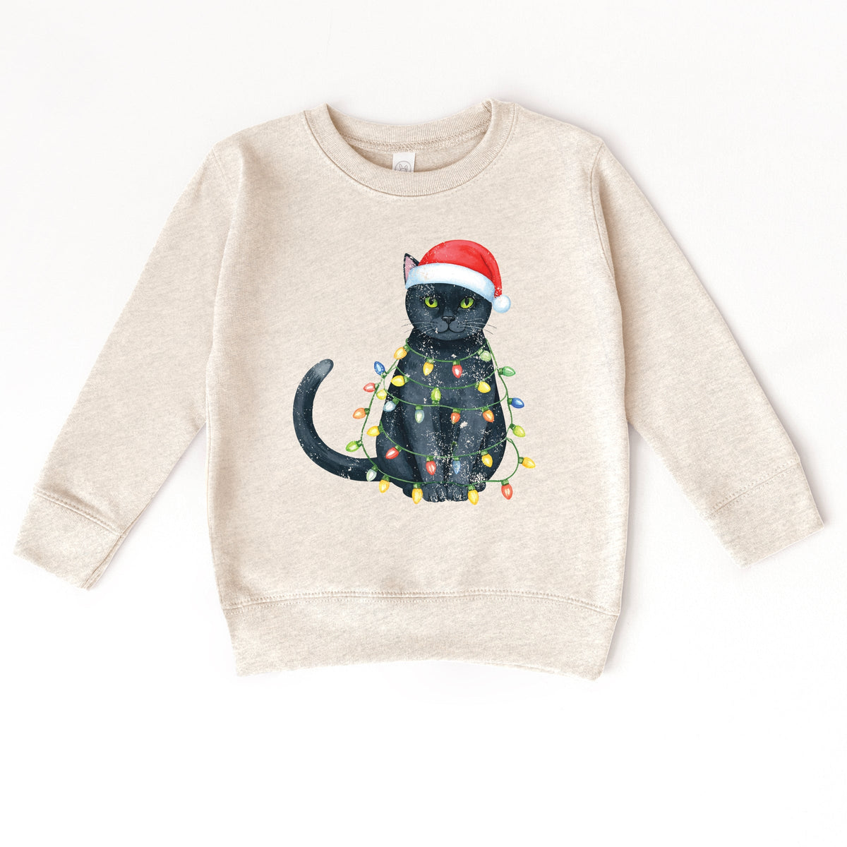 Black Cat Christmas Lights - Toddler Graphic Sweatshirt