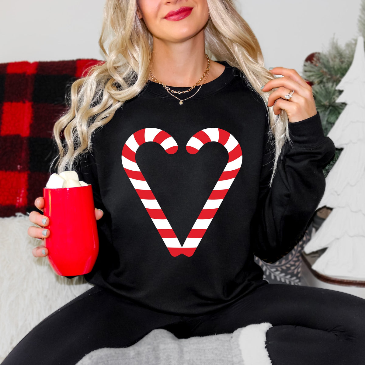 Candy Cane Heart - Women's Graphic Sweatshirt