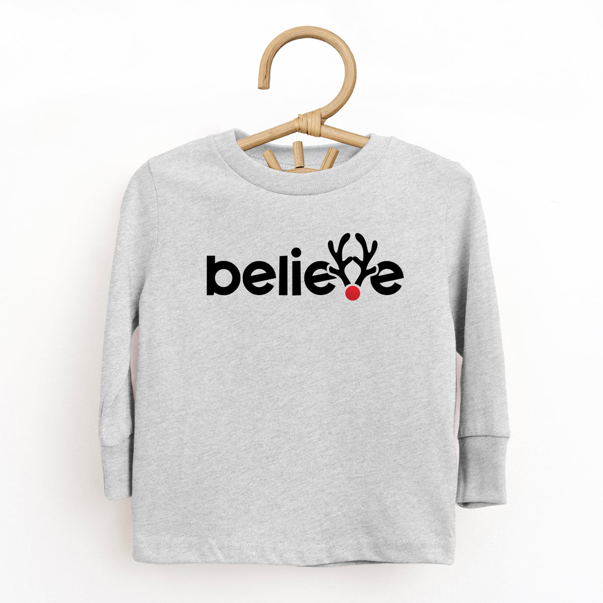 Believe Reindeer Antlers - Toddler Long Sleeve Tee