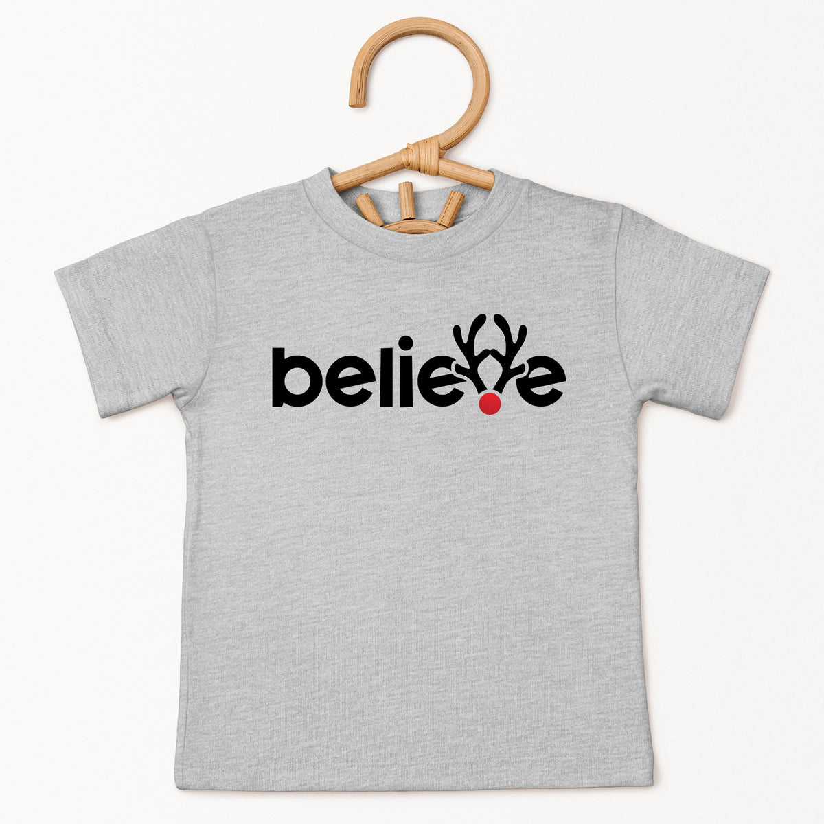 Believe Reindeer Antlers - Toddler Short Sleeve Tee