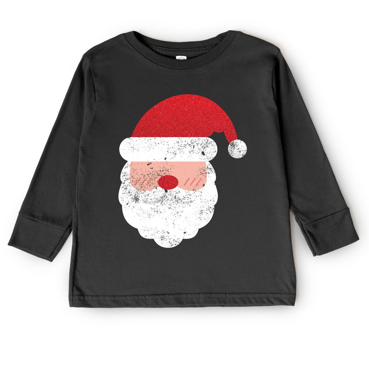 Santa Face Glitter - Toddler Long Sleeve Graphic Tee
