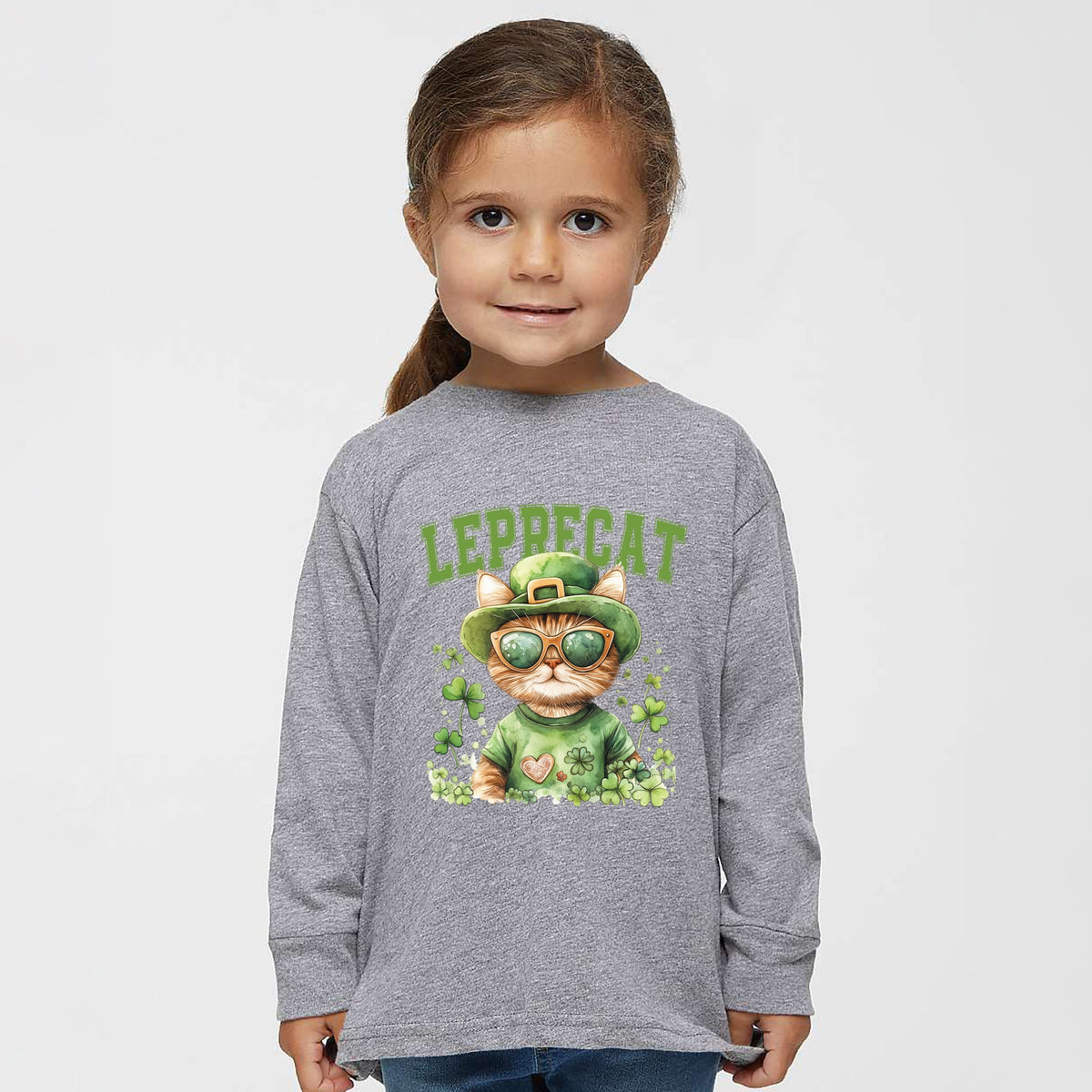 Leprecat Watercolor Cat - Toddler Long Sleeve Graphic Tee