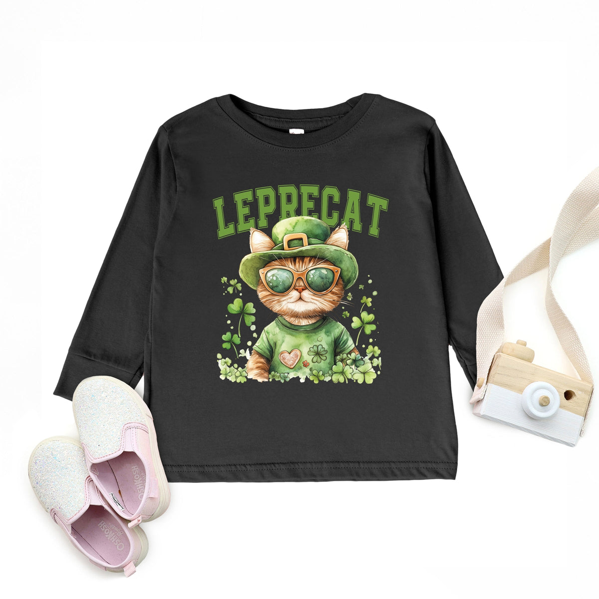 Leprecat Watercolor Cat - Toddler Long Sleeve Graphic Tee