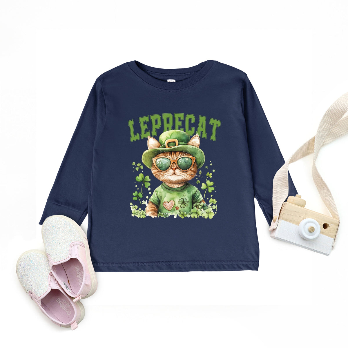 Leprecat Watercolor Cat - Toddler Long Sleeve Graphic Tee