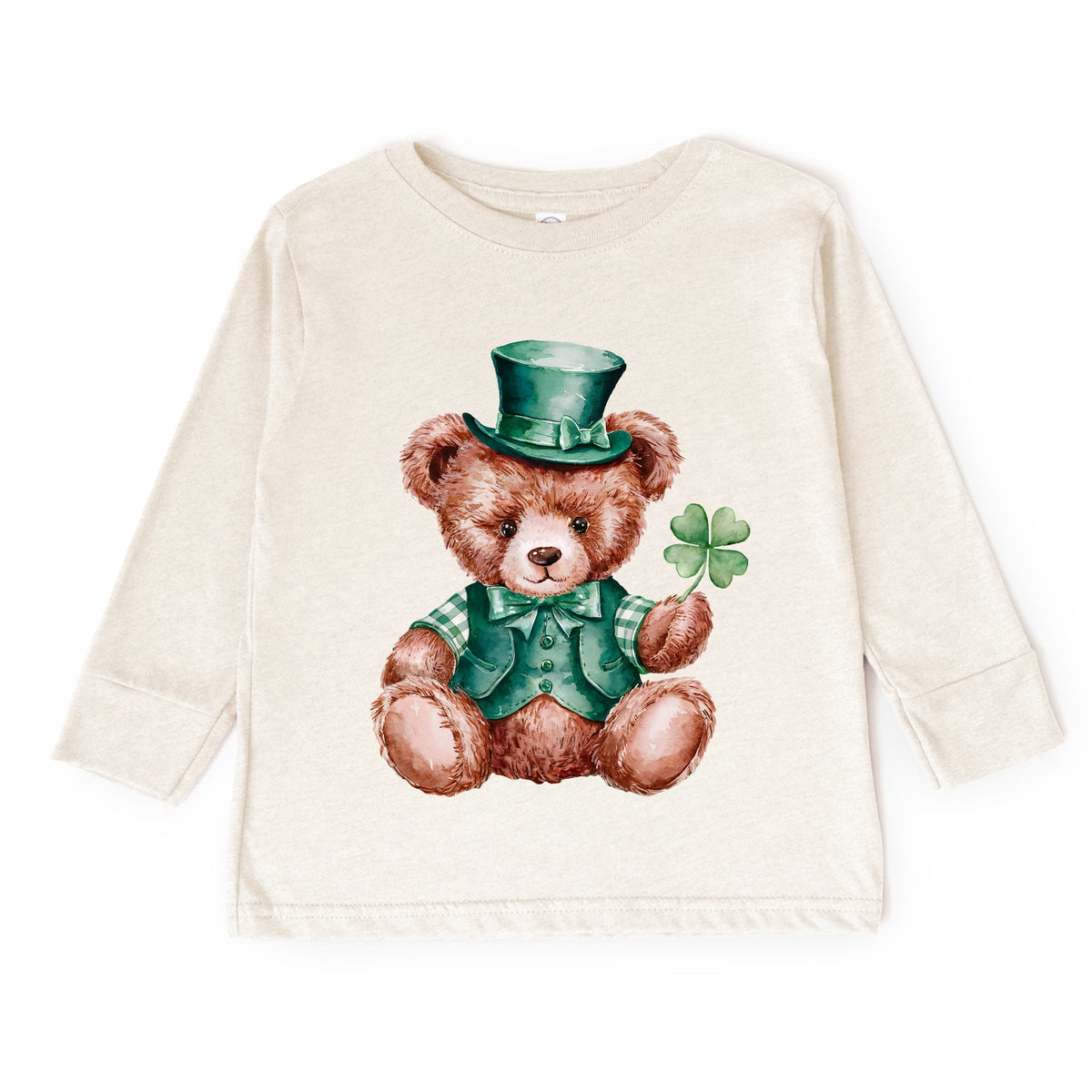 St. Patrick's Bear Clover - Toddler Long Sleeve Graphic Tee