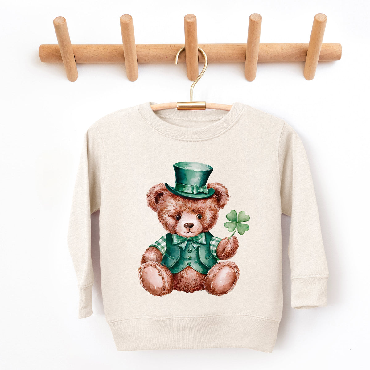 St. Patrick's Bear Clover - Toddler Graphic Sweatshirt