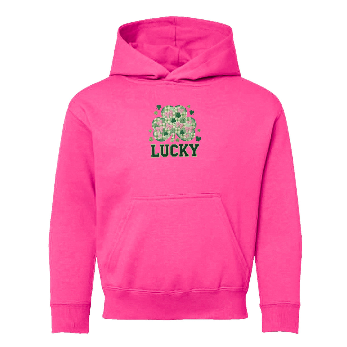 Lucky Varsity Coquette Patchwork Print - Youth Graphic Hoodie