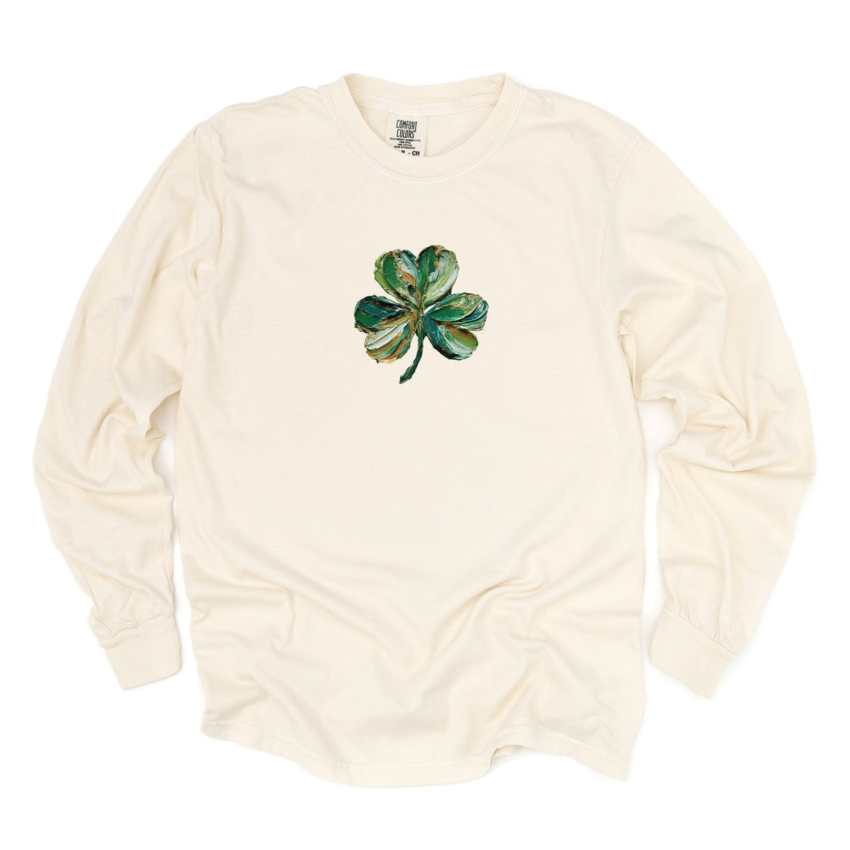 Clover Paint Print - Women's Garment Dyed Long Sleeve Graphic T-Shirt