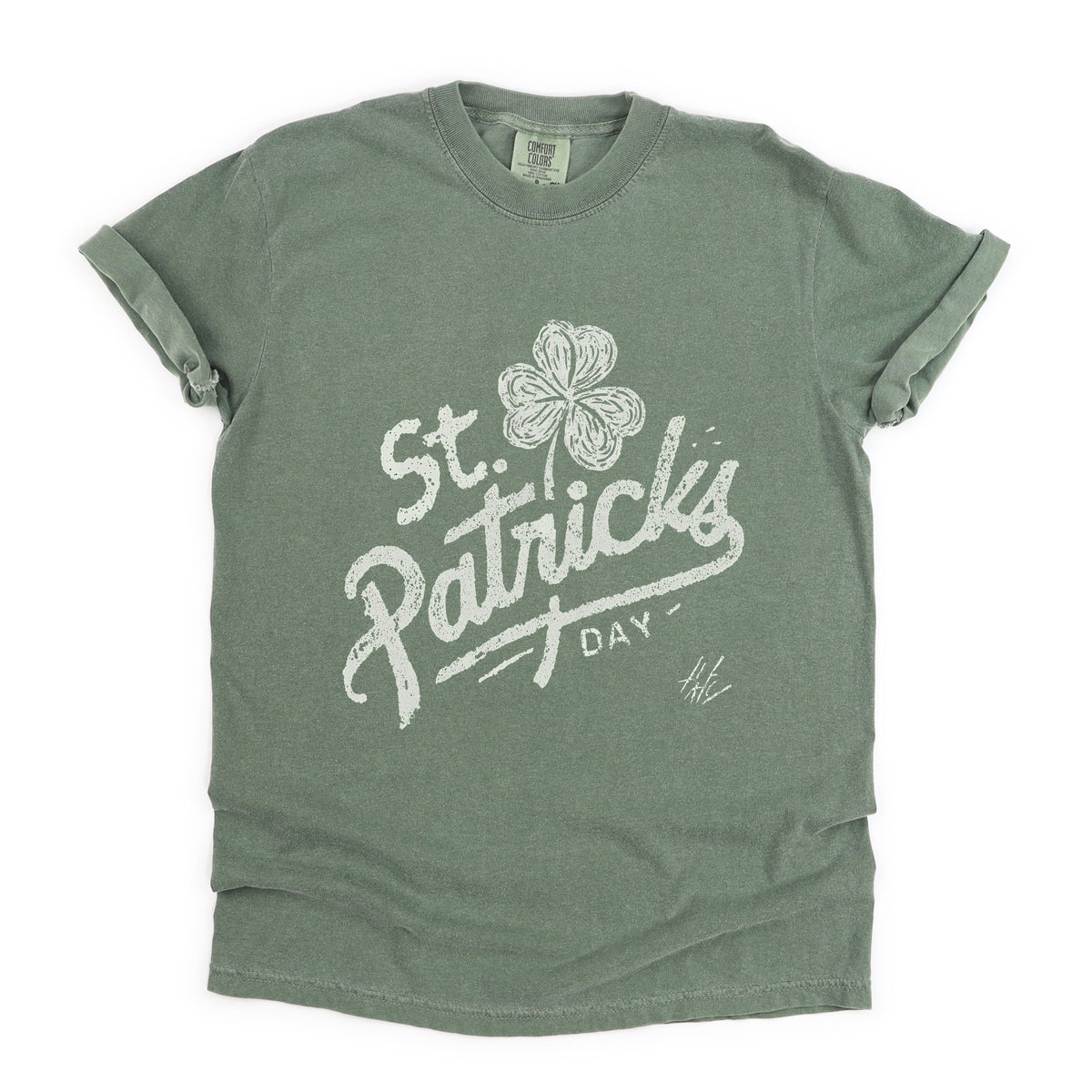 St. Patrick's Day Clover Cursive - Women's Garment Dyed Graphic T-Shirt