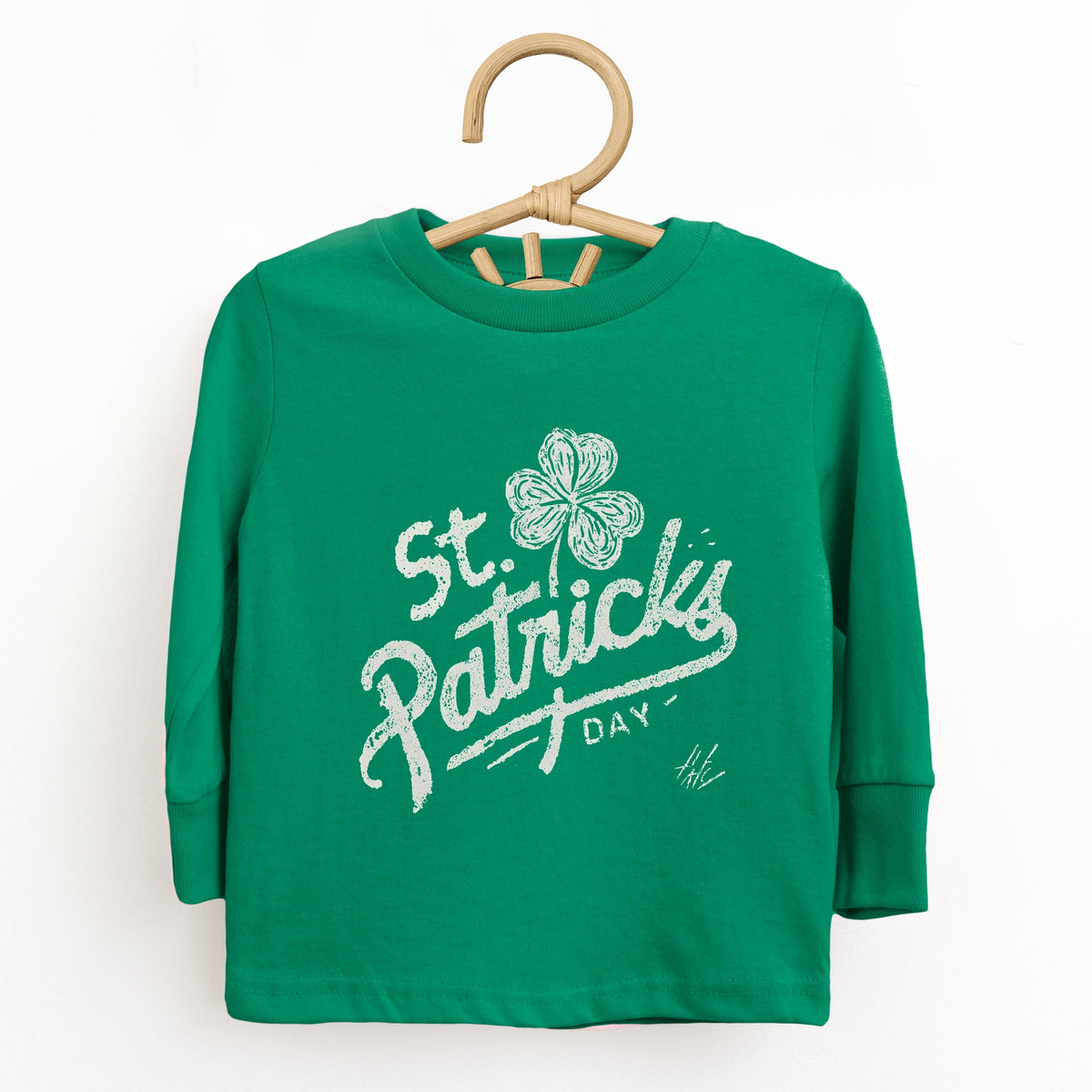 St. Patrick's Day Clover Cursive - Toddler Long Sleeve Graphic Tee