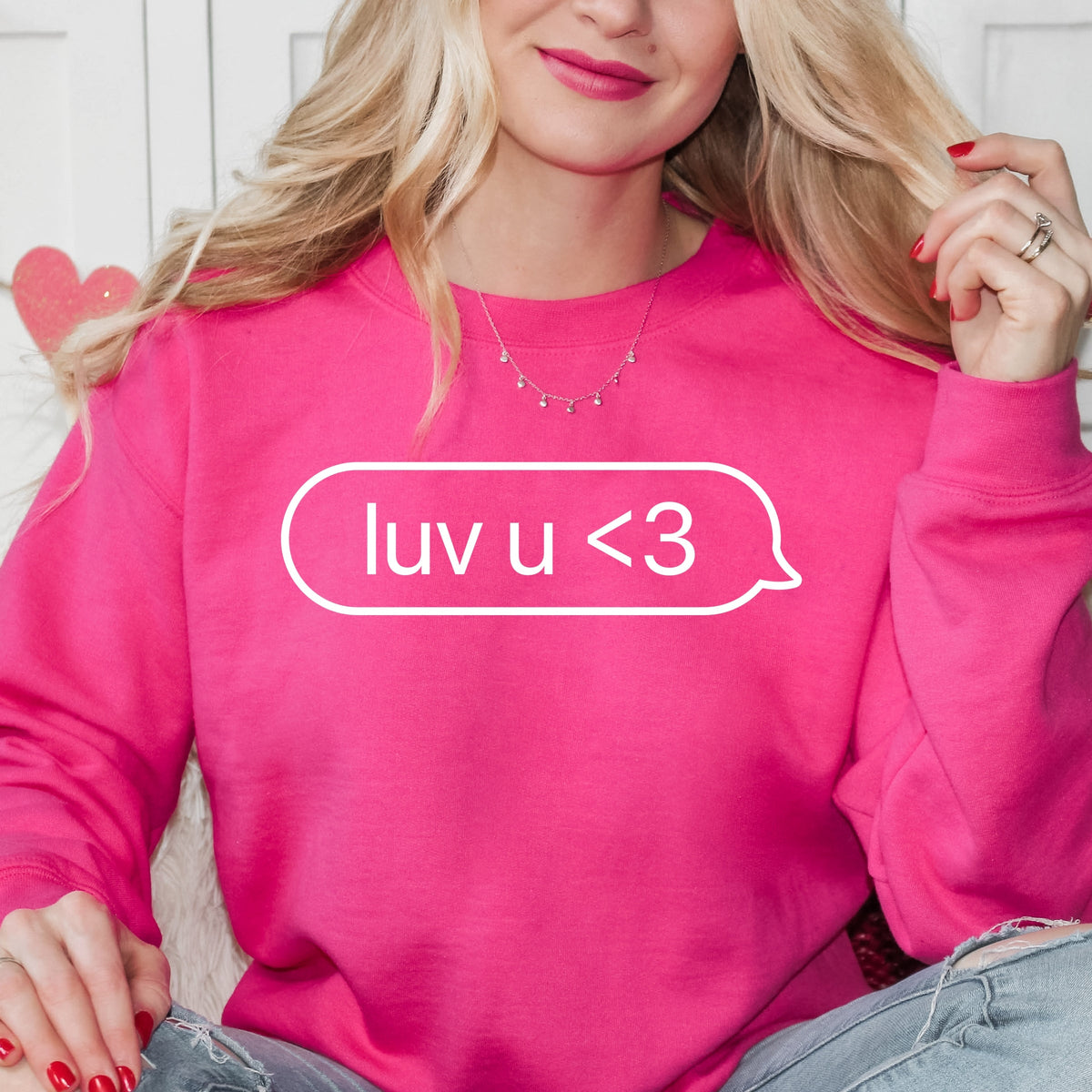 Luv U Text Message - Women's Graphic Sweatshirt