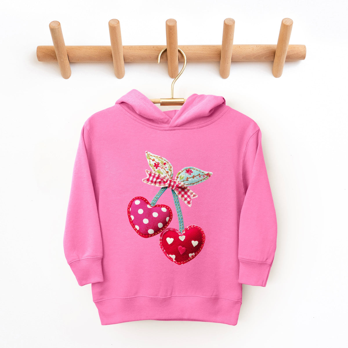 Cherry Hearts Patchwork Print - Toddler Hoodie