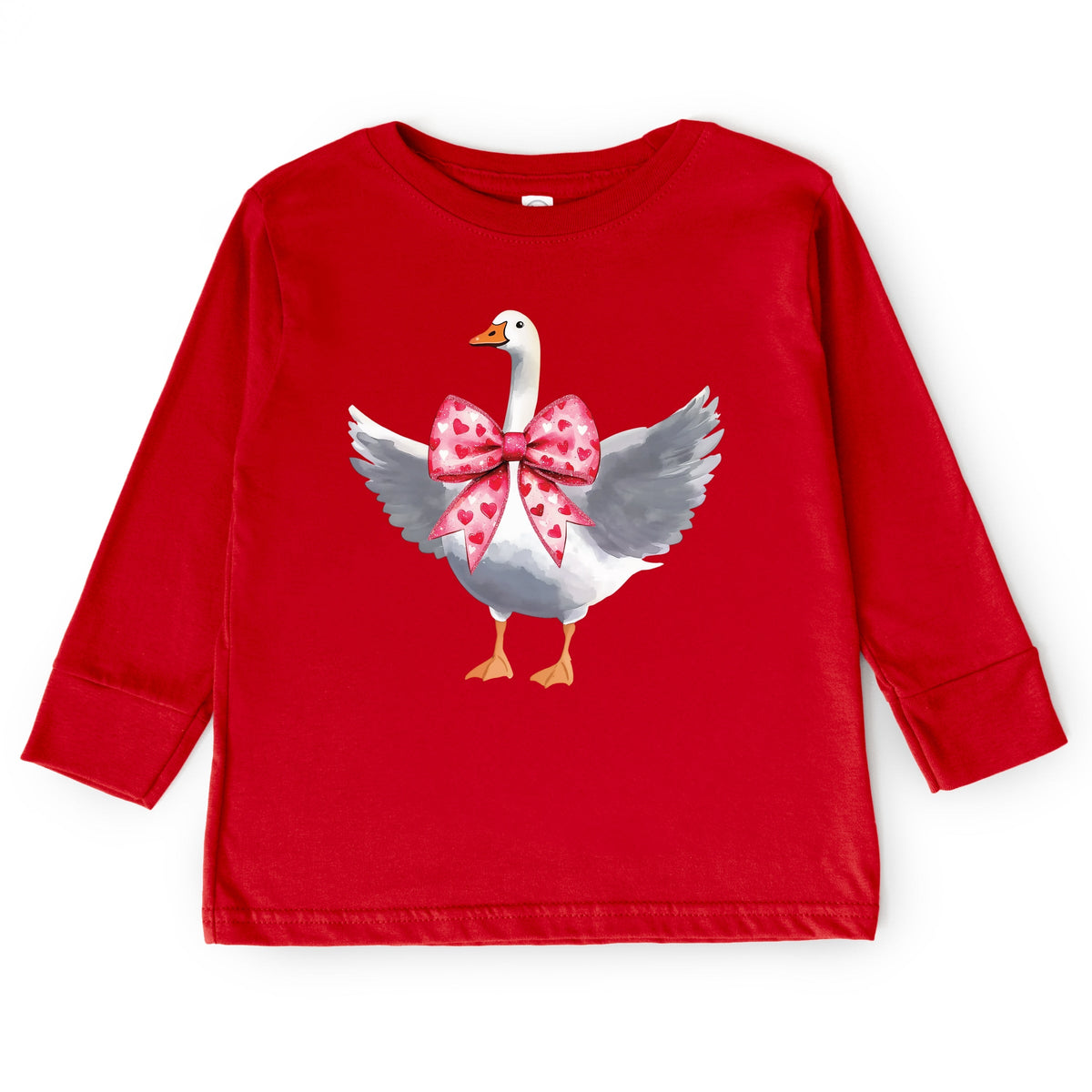 Valentine Goose Coquette - Toddler Long Sleeve Graphic Tee