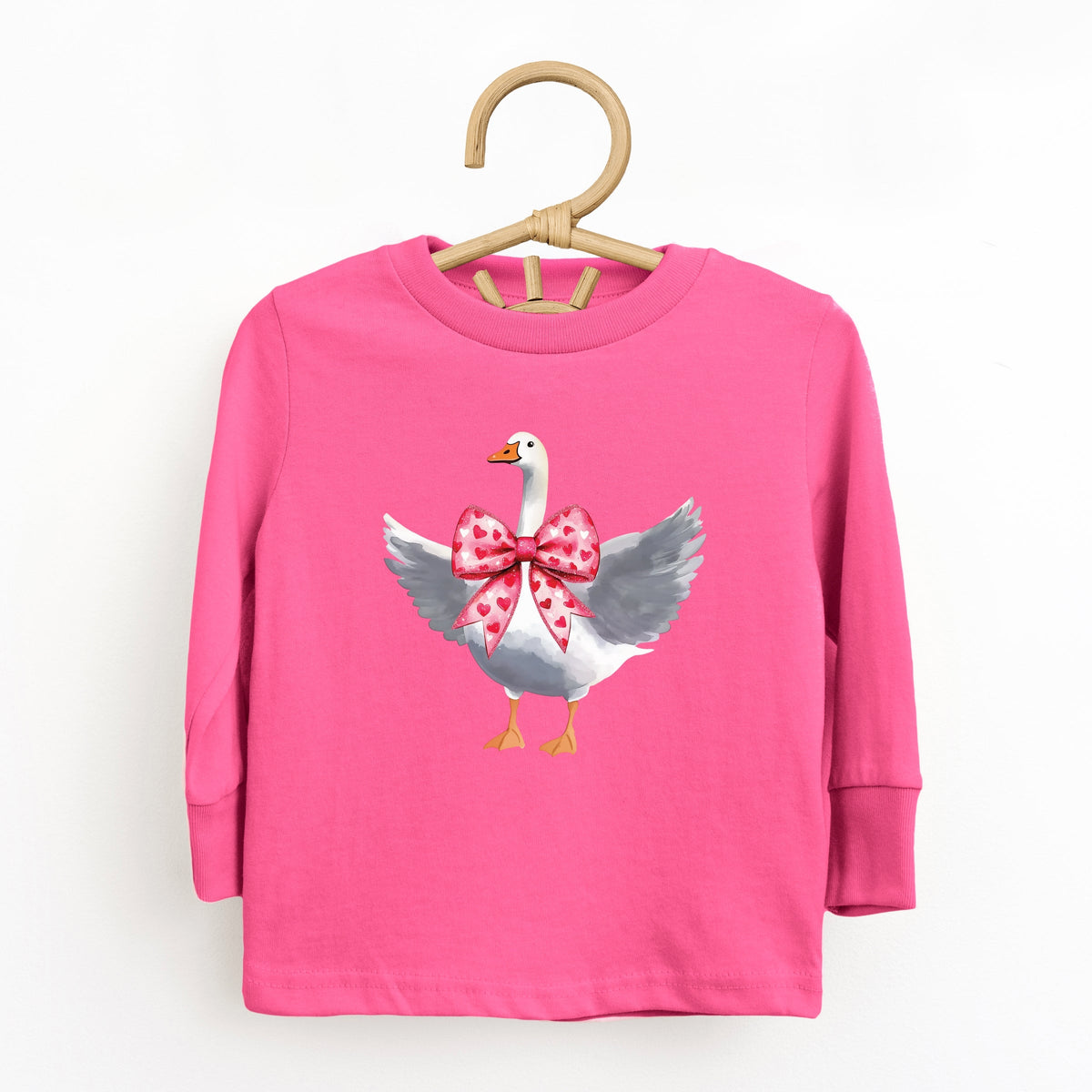 Valentine Goose Coquette - Toddler Long Sleeve Graphic Tee