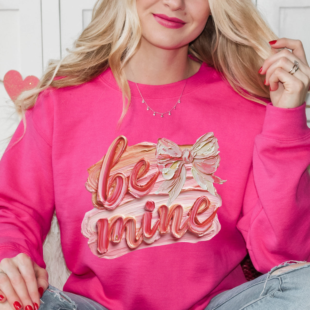 Be Mine Textured Paint - Women's Graphic Sweatshirt