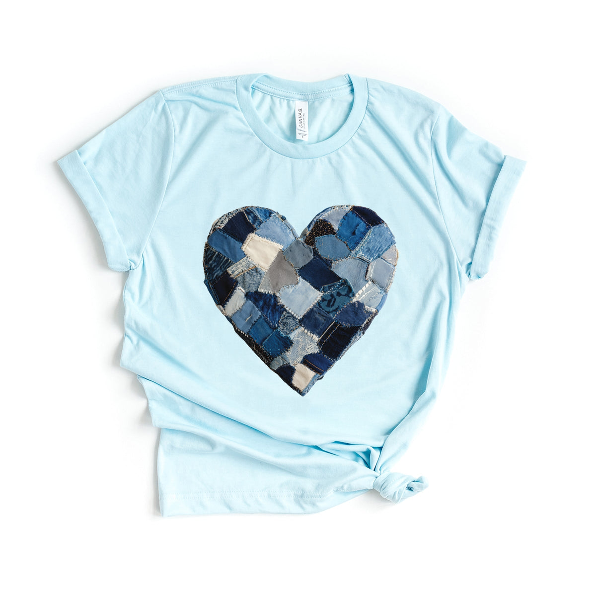 Demin Heart Print - Women's Short Sleeve Graphic T-Shirt