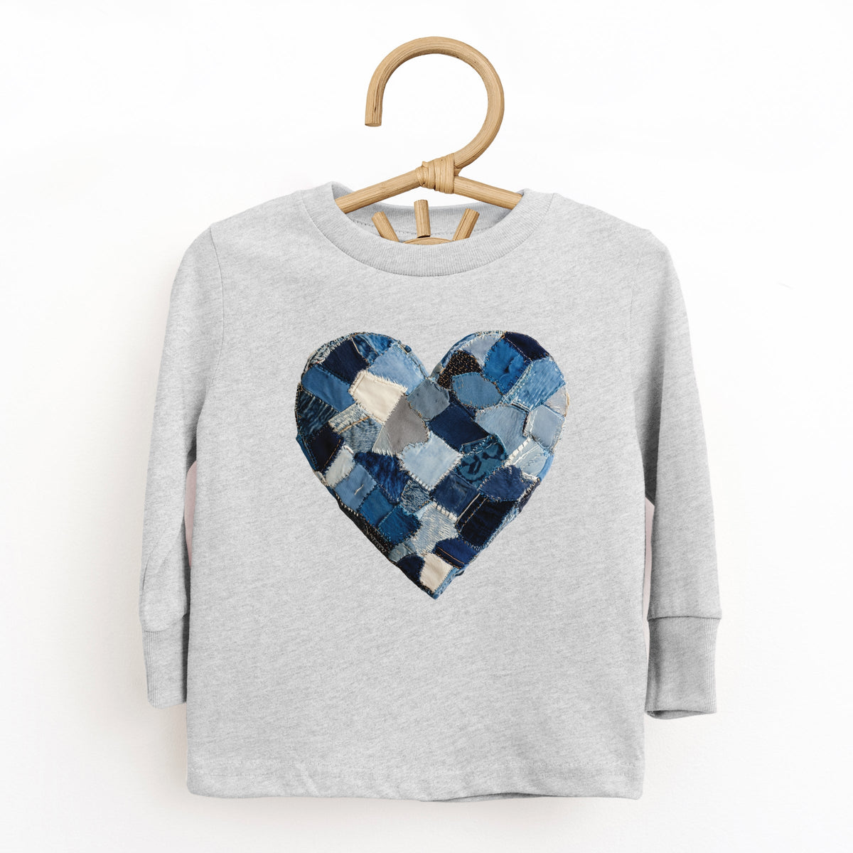 Demin Heart Print - Toddler Long Sleeve Graphic Tee