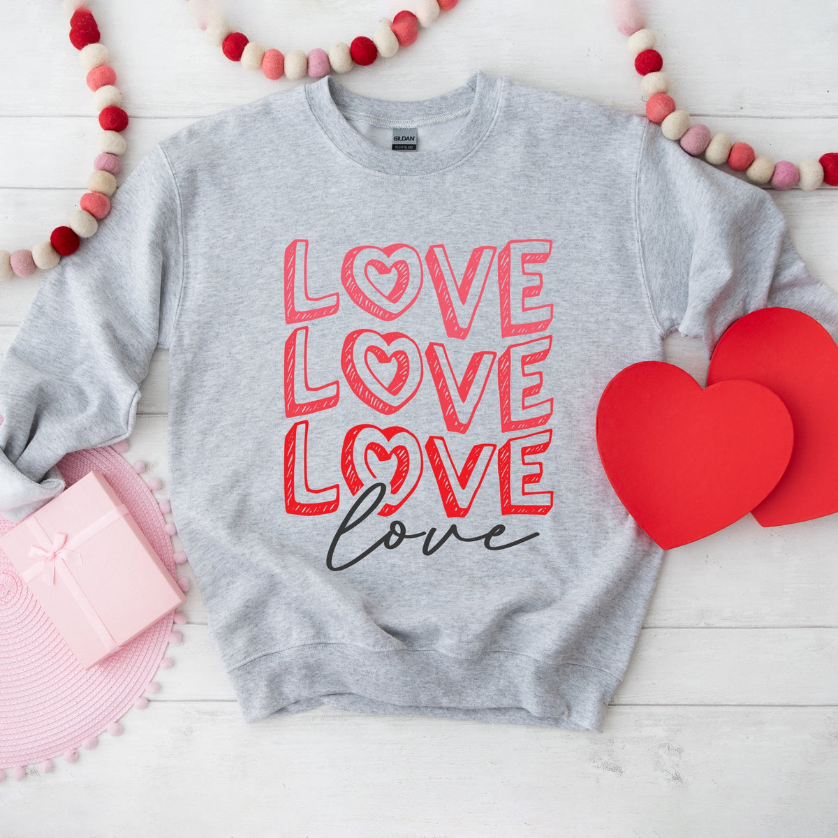 Love Stacked Sketched - Women's Graphic Sweatshirt