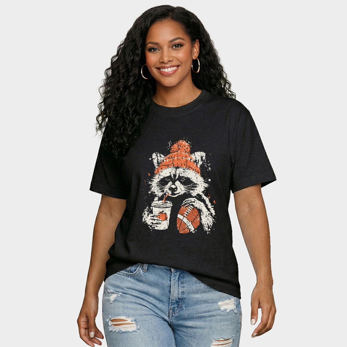 Football Raccoon - Women's Relaxed Boxy Tee