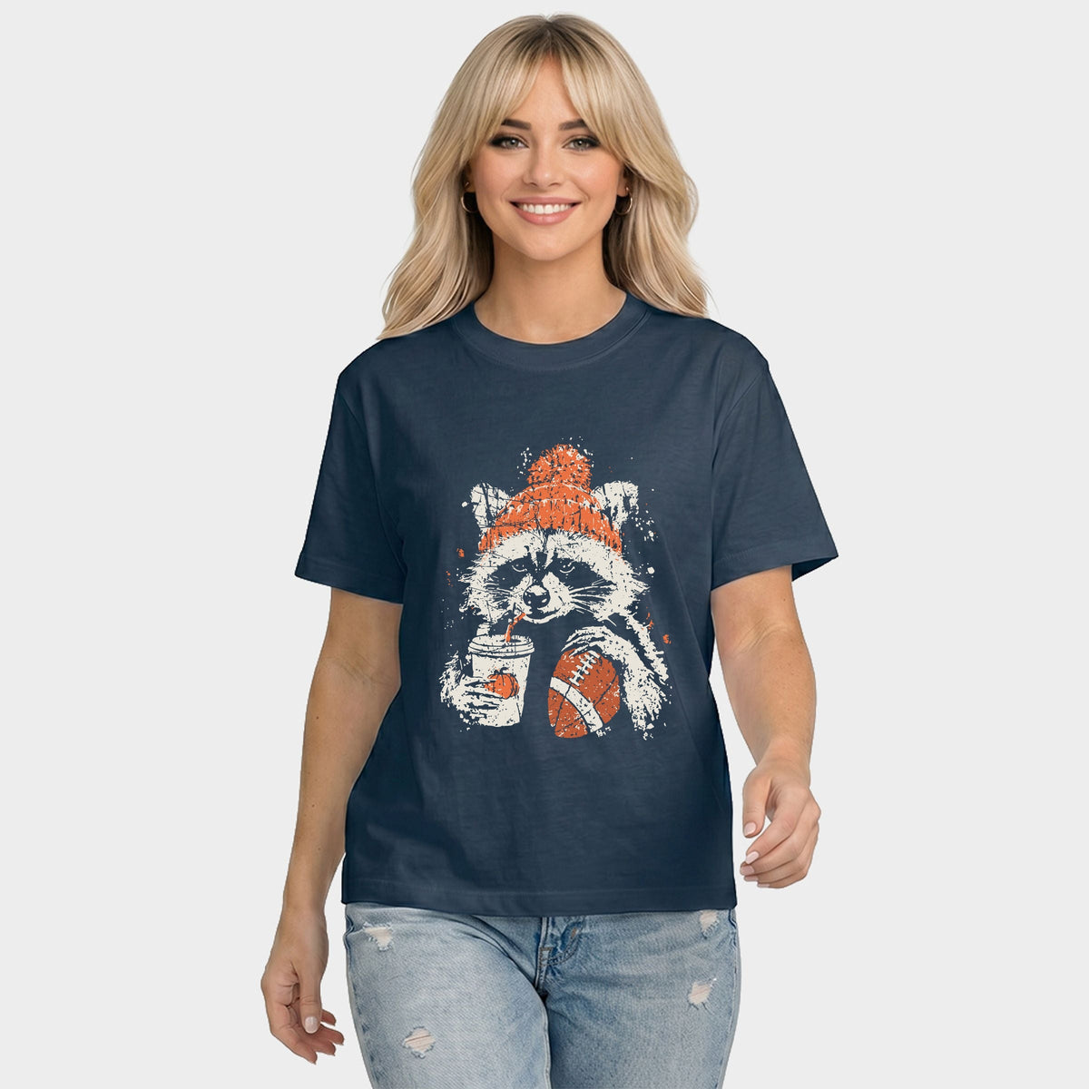 Football Raccoon - Women's Relaxed Boxy Tee