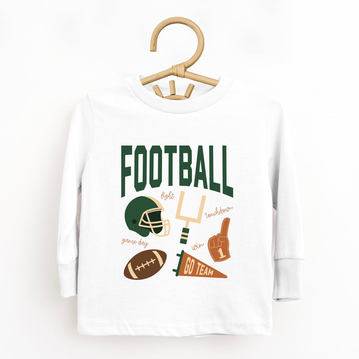 Football Green Icons - Toddler Long Sleeve Graphic Tee