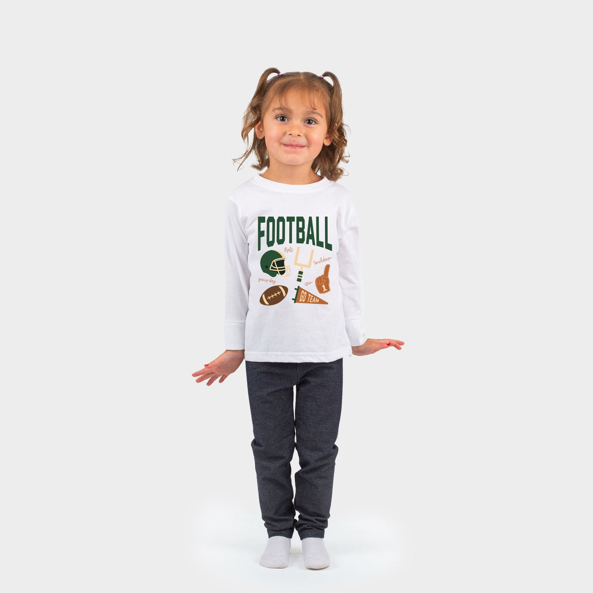 Football Green Icons - Toddler Long Sleeve Graphic Tee