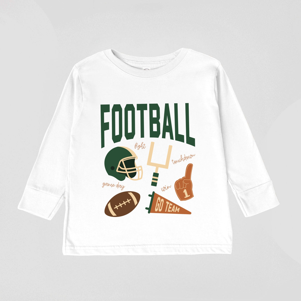 Football Green Icons - Toddler Long Sleeve Graphic Tee