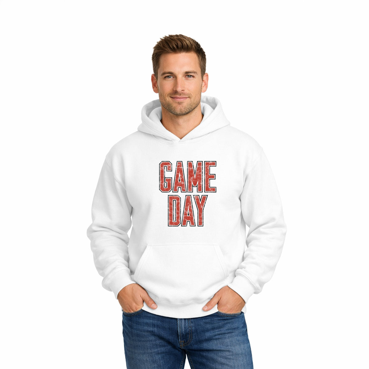 Game Day Outlined Distressed - Men's Graphic Hoodie